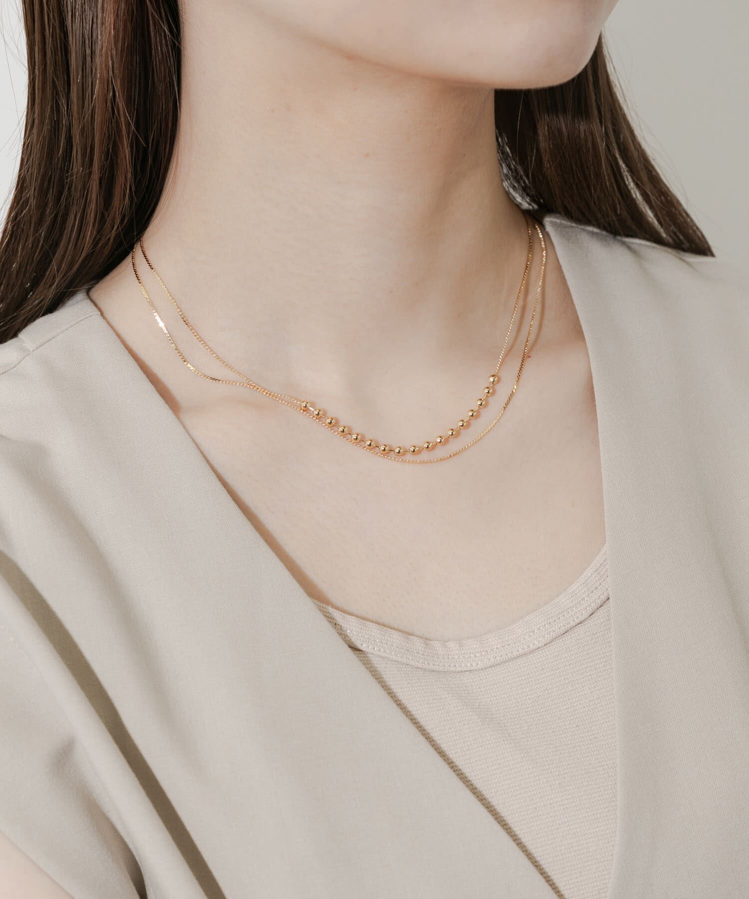 SMELLY「ボールチェーンキリカエレイヤードネックレス」|ネックレス|