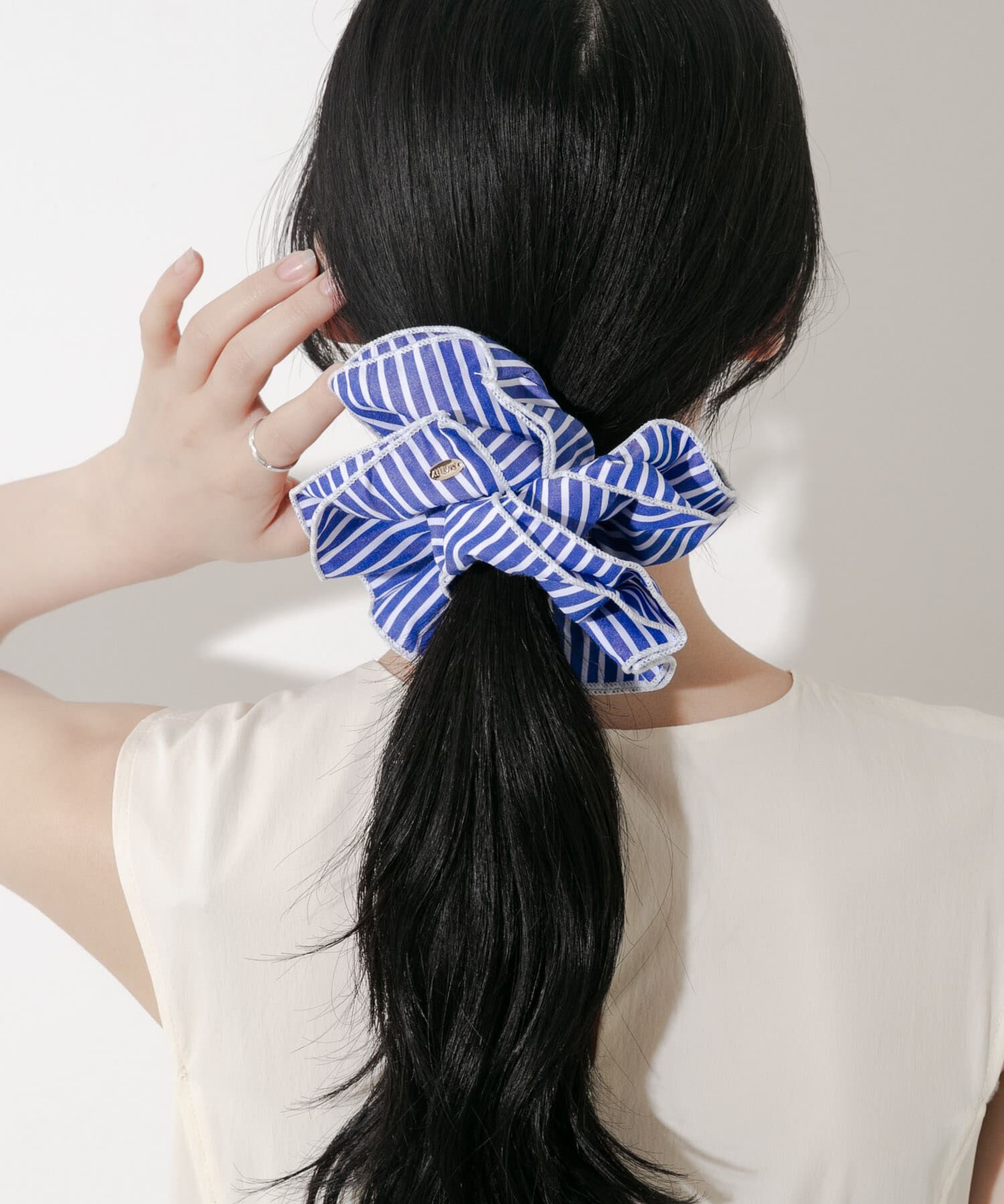 SMELLY「ストライプボリュームシュシュ」|ヘアゴム・シュシュ|