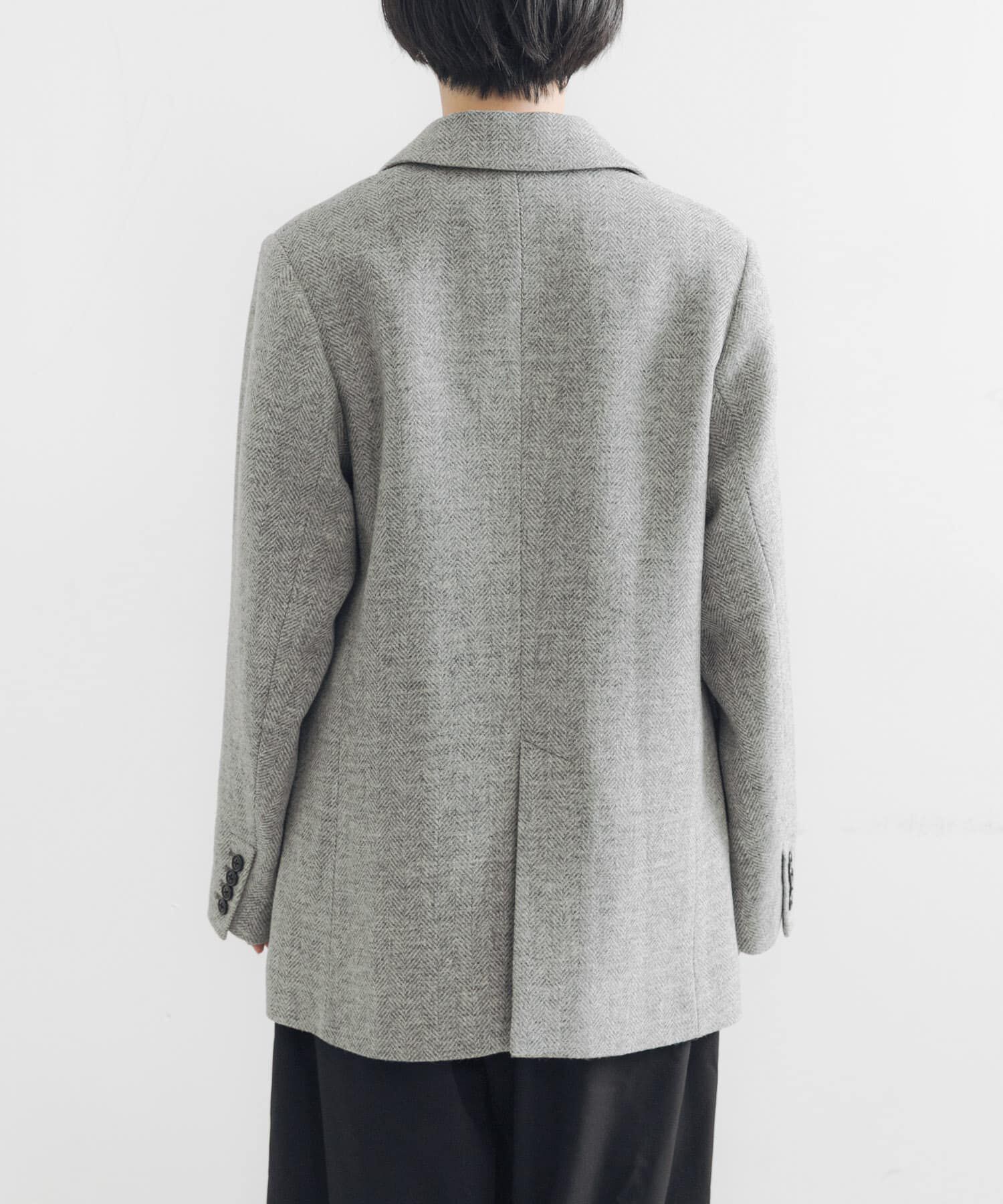 URBAN RESEARCH「ブリティッシュウールツイードジャケット」|ノーカラーコート|