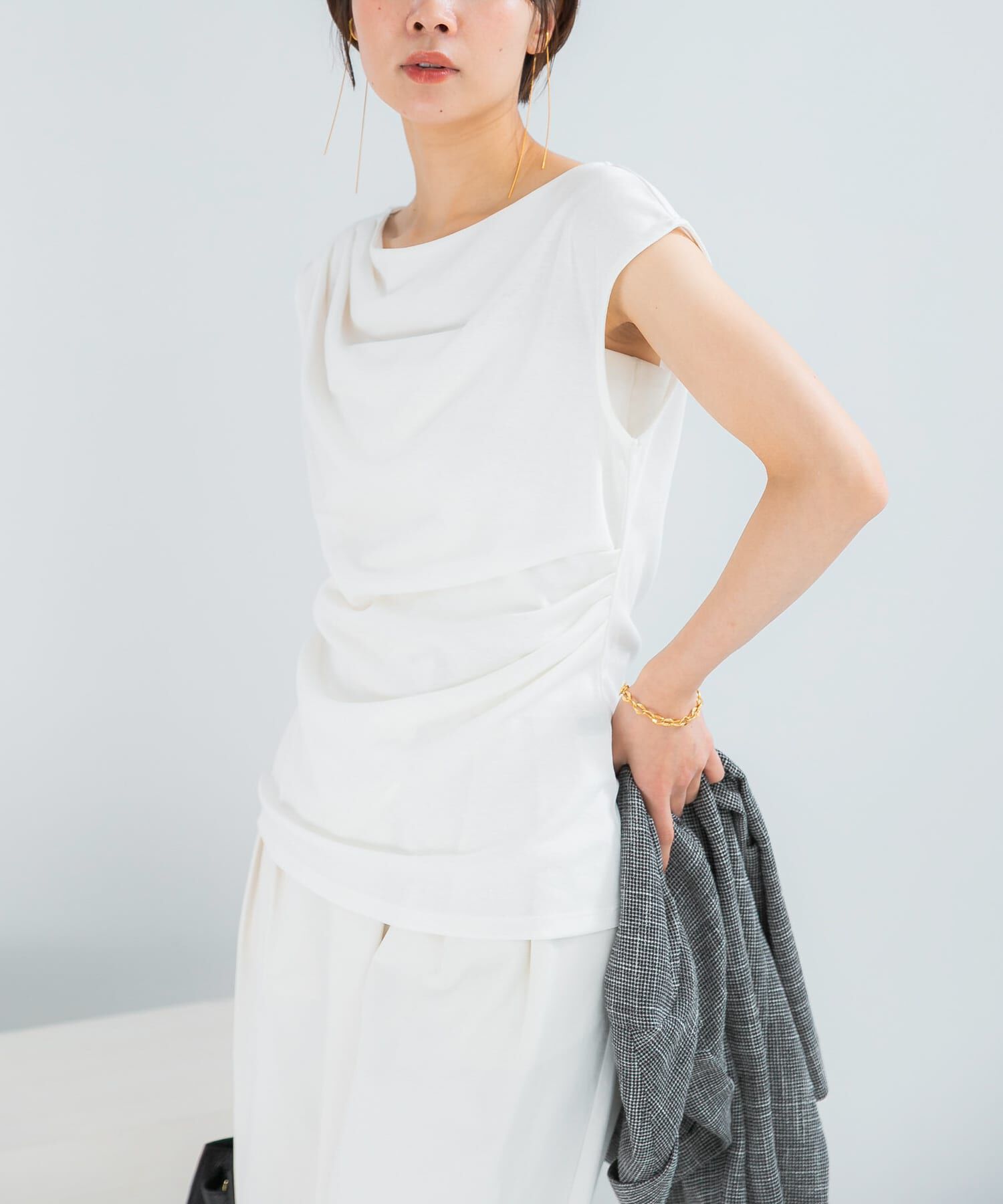 URBAN RESEARCH ROSSO「クールタッチ デザインドレープカットソー」|Tシャツ・カットソー|