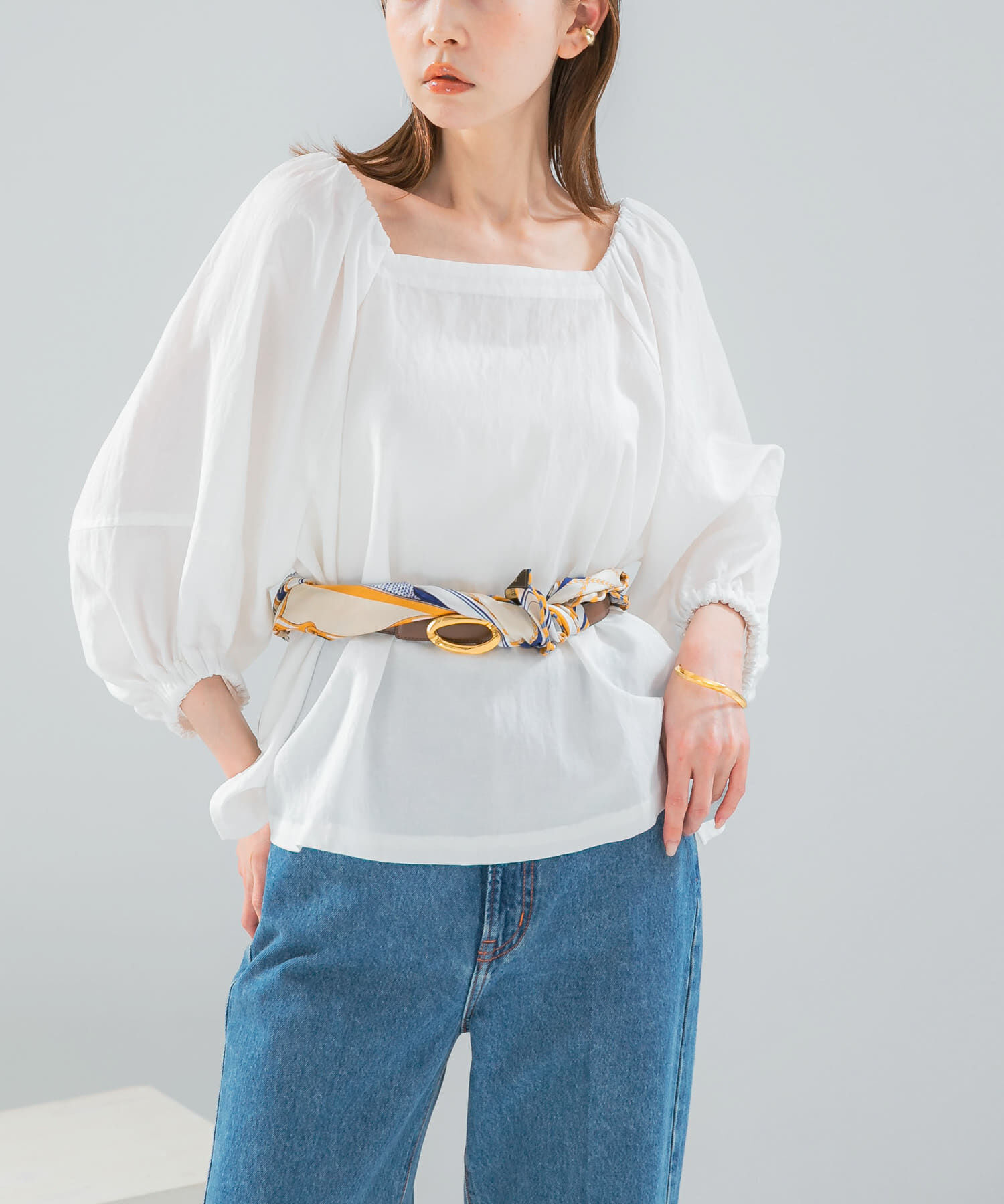 URBAN RESEARCH ROSSO「キュプラリネンオフショル2WAYブラウス」|シャツ・ブラウス|ホワイト