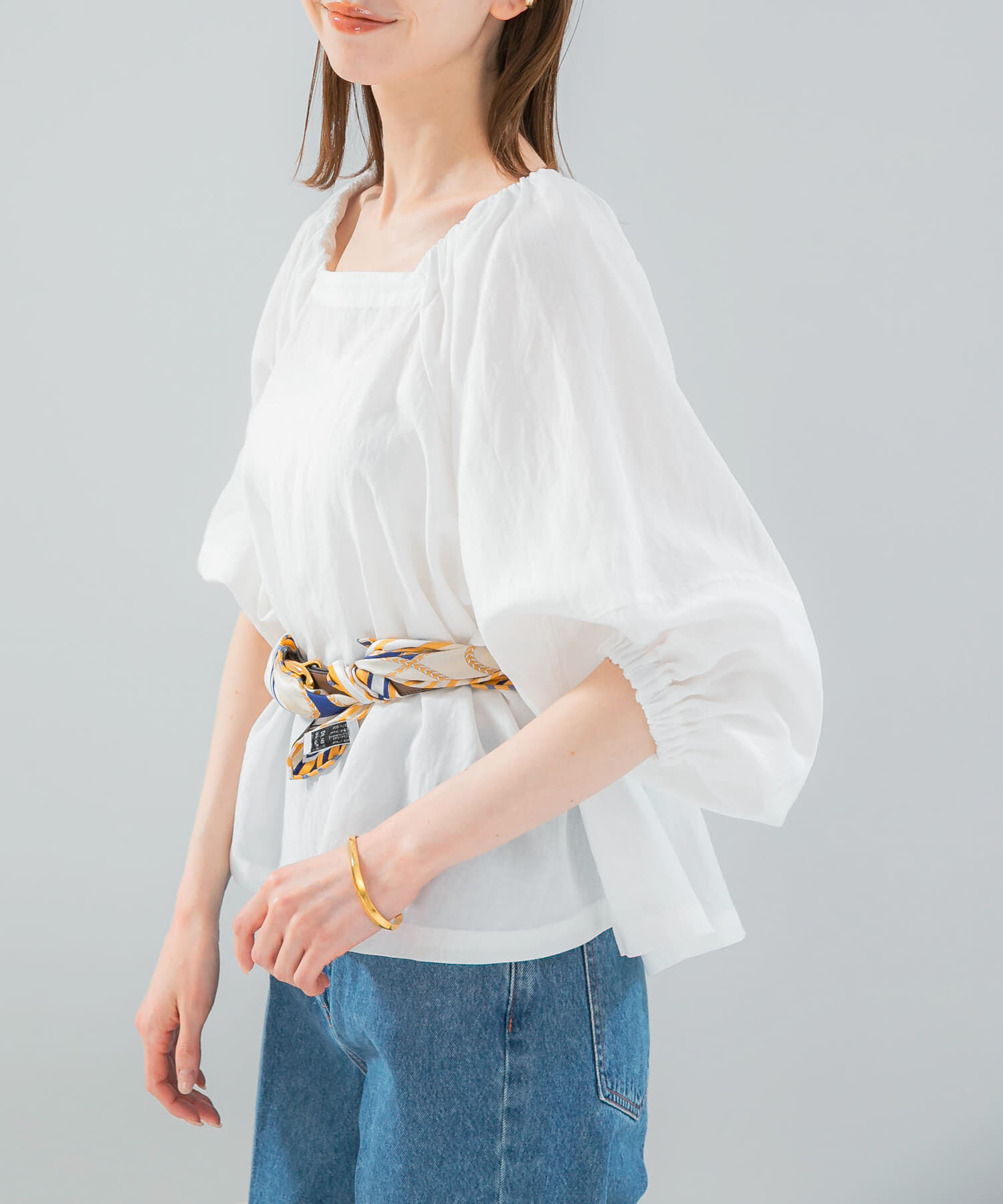 URBAN RESEARCH ROSSO「キュプラリネンオフショル2WAYブラウス」|シャツ・ブラウス|