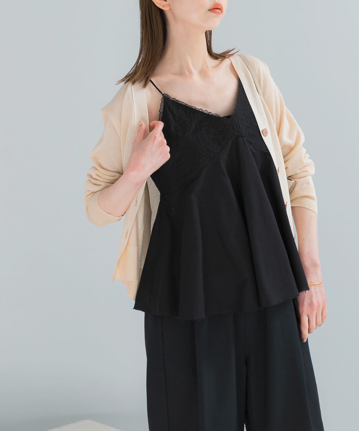 URBAN RESEARCH ROSSO「リネン混レイヤードレースキャミソール」|キャミソール|