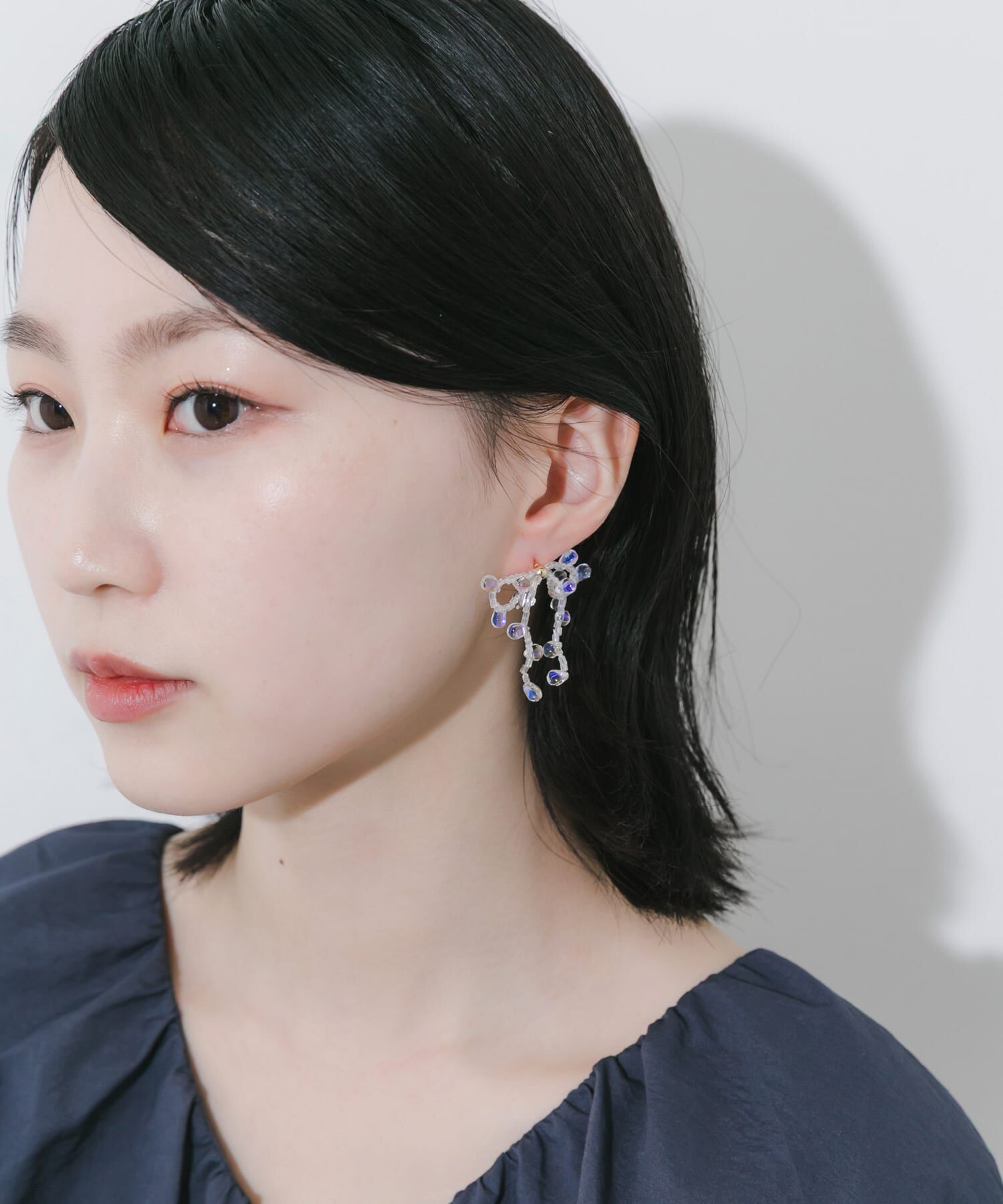 SMELLY「クリアビーズリボンピアス」|ピアス|