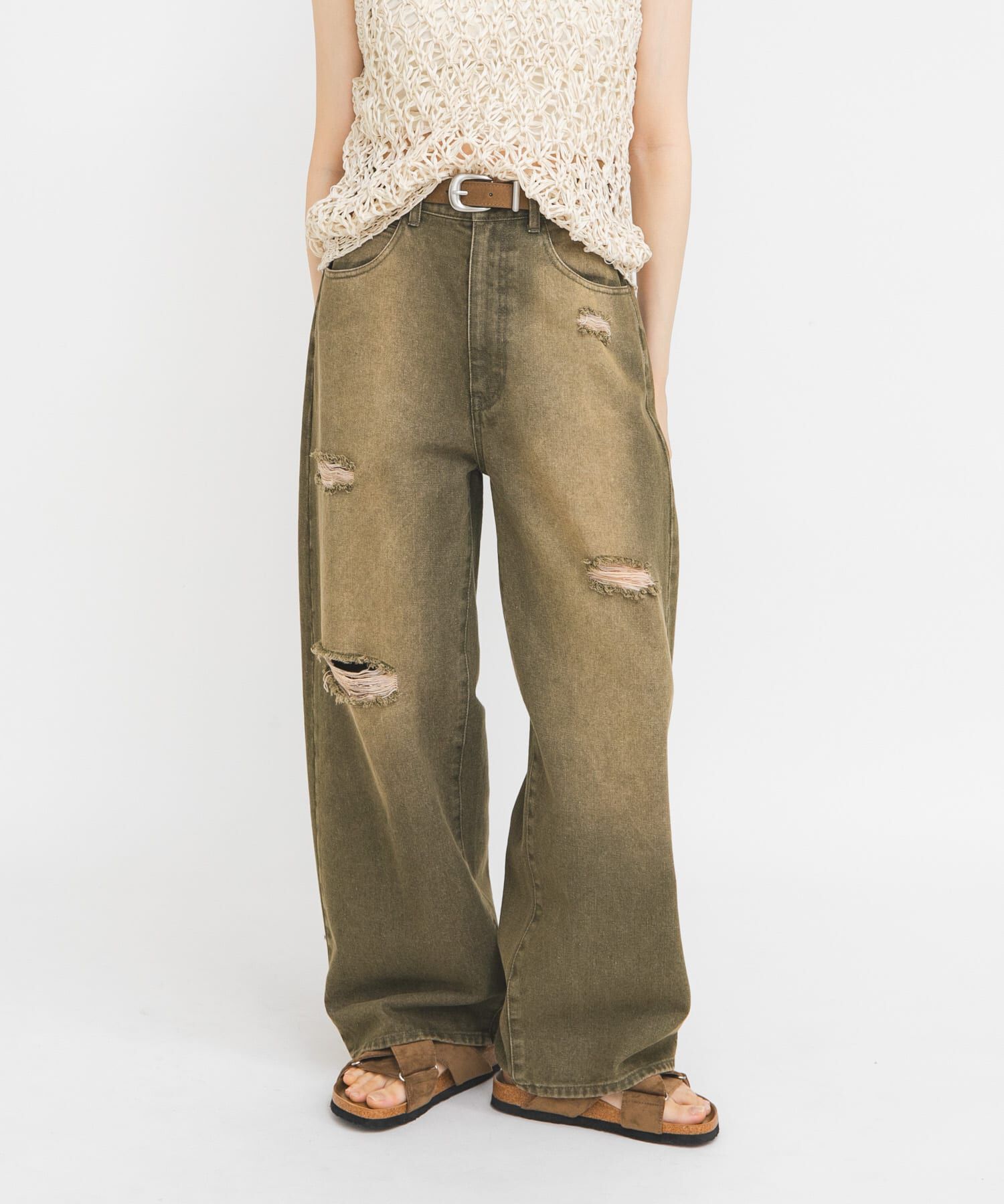  「マッドクラッシュデニム」|デニム|カーキ