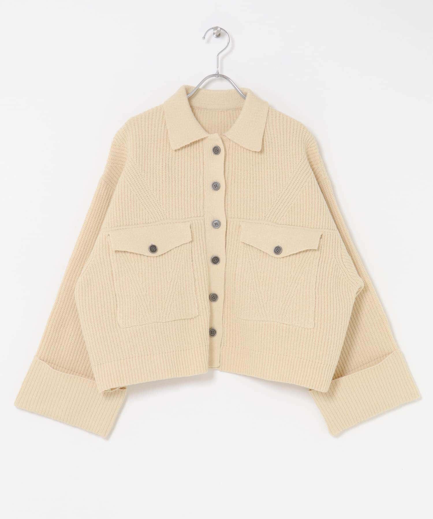 SENSE OF PLACE by URBAN RESEARCH「ニットショートジャケット」|ノーカラーコート|