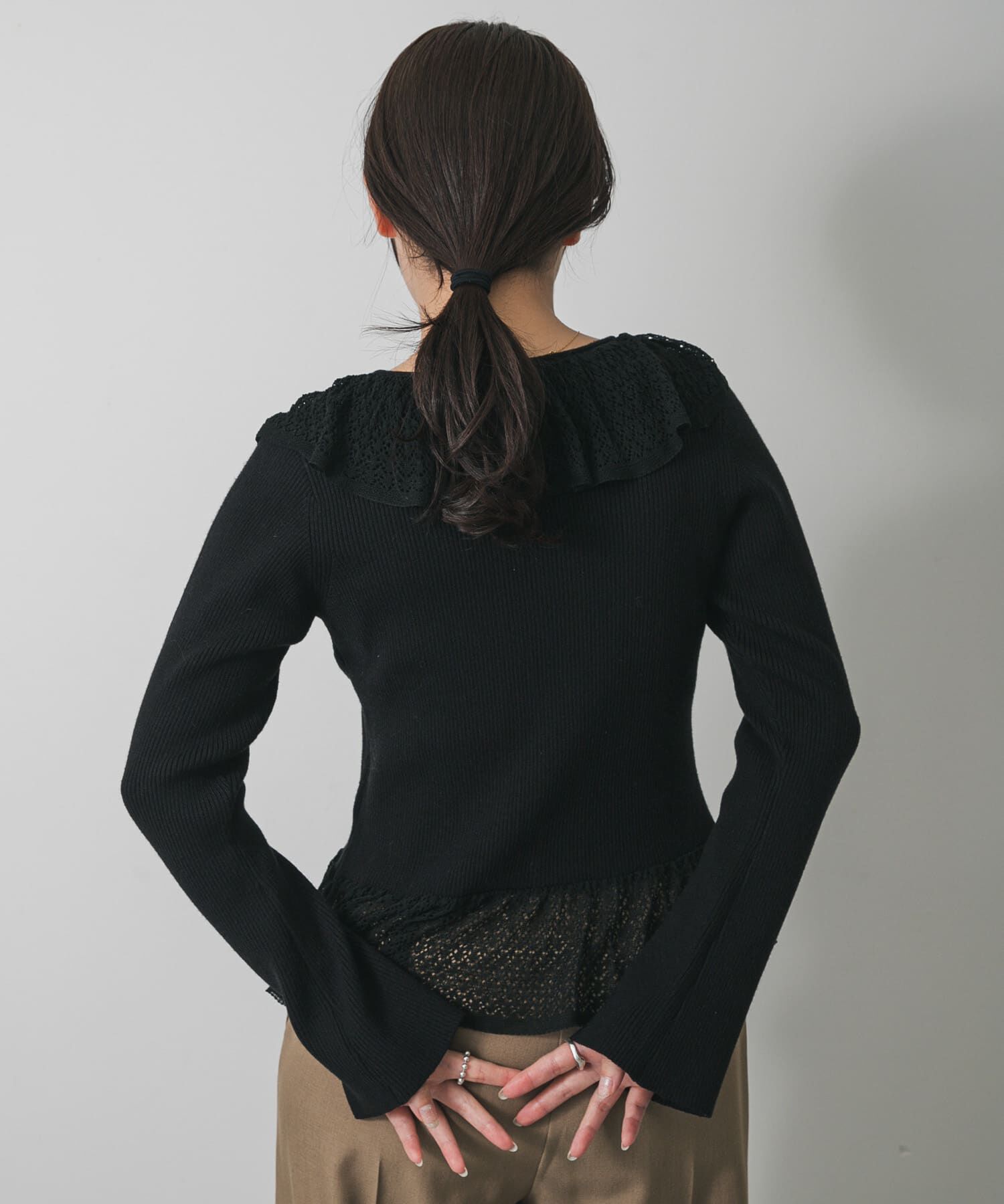 SENSE OF PLACE by URBAN RESEARCH「『洗濯可』フリルレースフレアスリーブニット」|ニット・セーター|