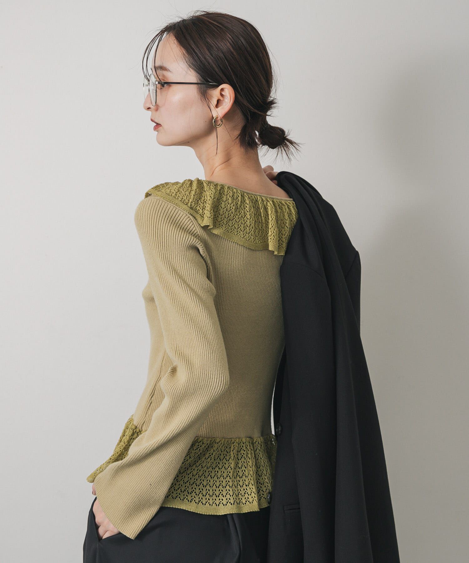 SENSE OF PLACE by URBAN RESEARCH「『洗濯可』フリルレースフレアスリーブニット」|ニット・セーター|