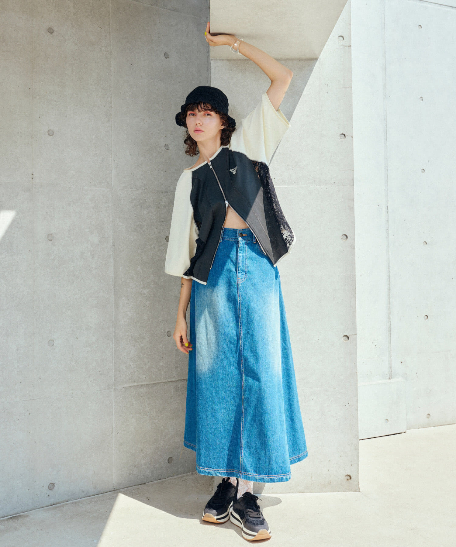 SENSE OF PLACE by URBAN RESEARCH「ANNA SUI NYC　オーバードレープデニムロングスカート」|スカート|