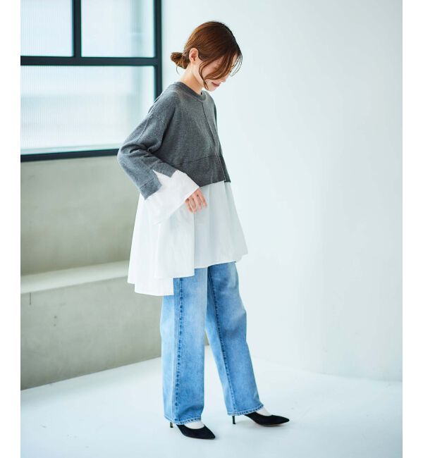 le.coeur blanc「《手洗い可能》TORRAZZO DONNAニット&times;シャツチュニック」|ニット・セーター|