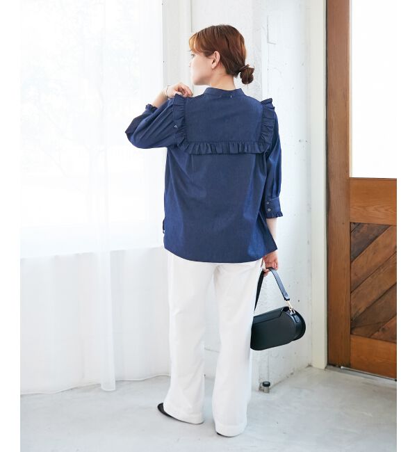  「デニムフリルブラウス」|シャツ・ブラウス|