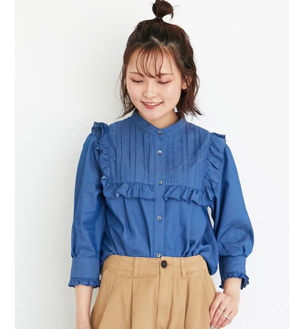  「デニムフリルブラウス」|シャツ・ブラウス|