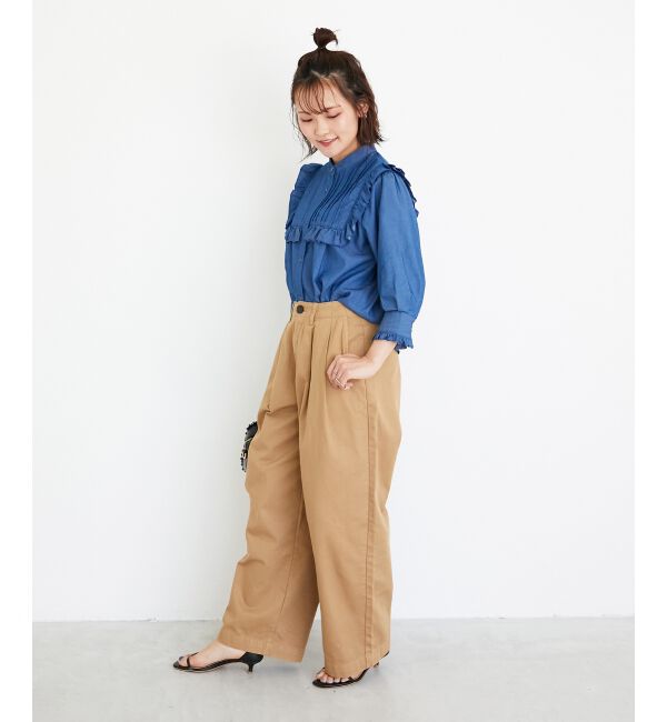  「デニムフリルブラウス」|シャツ・ブラウス|