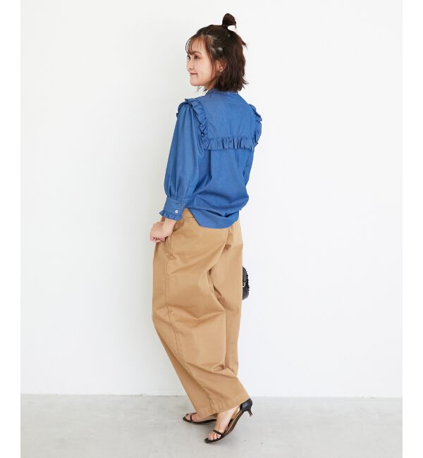  「デニムフリルブラウス」|シャツ・ブラウス|