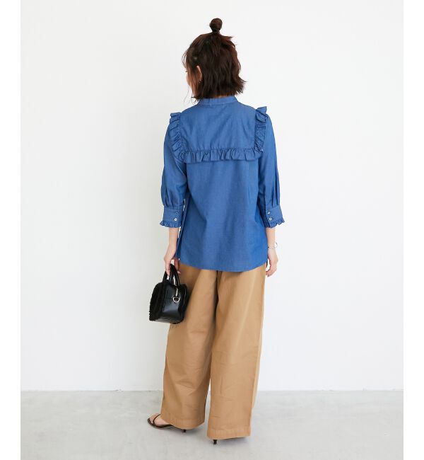 「デニムフリルブラウス」|シャツ・ブラウス|