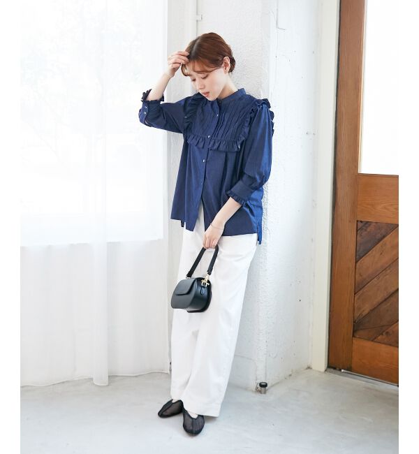  「デニムフリルブラウス」|シャツ・ブラウス|