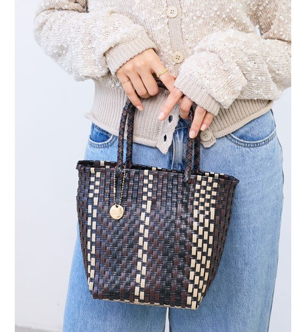  「スクエアメルカドバッグ」|かごバッグ|ブラック