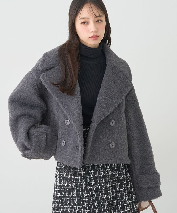 earth music&ecology「【WEB限定】シャギーショートコート」|その他|Charcoal Gray