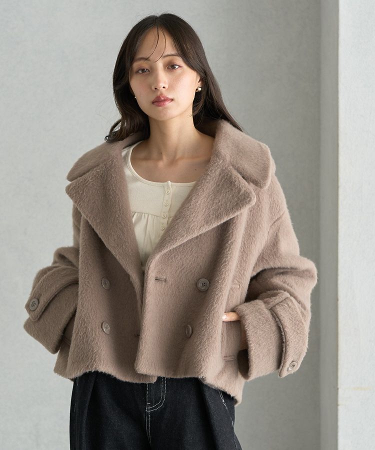 earth music&ecology「【WEB限定】シャギーショートコート」|その他|Beige