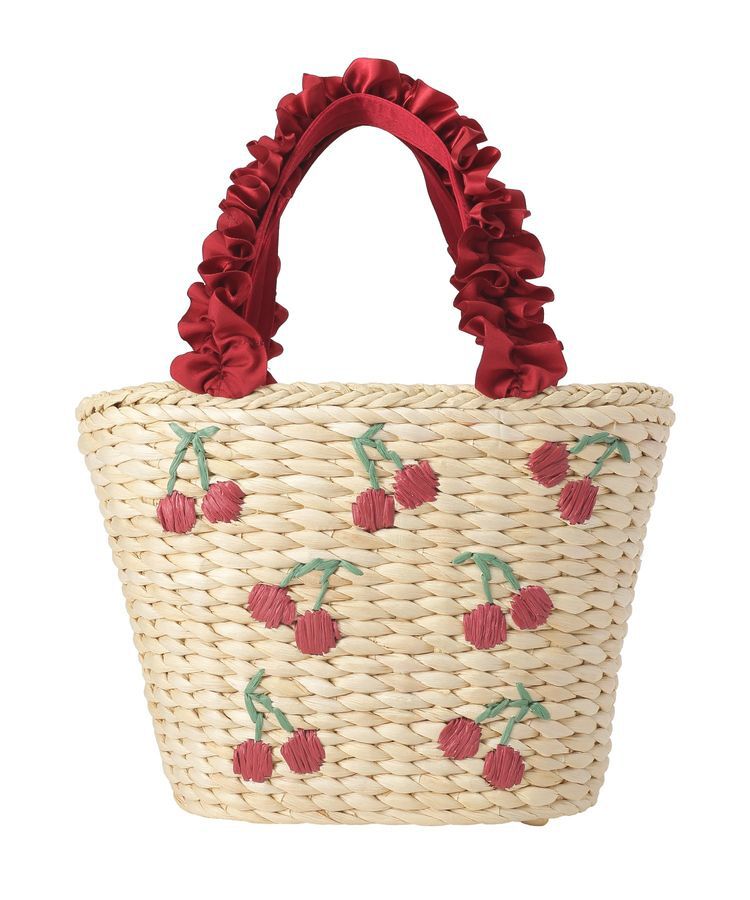 Maison de FLEUR「チェリー刺繍メイズカゴバッグ」|ハンドバッグ|