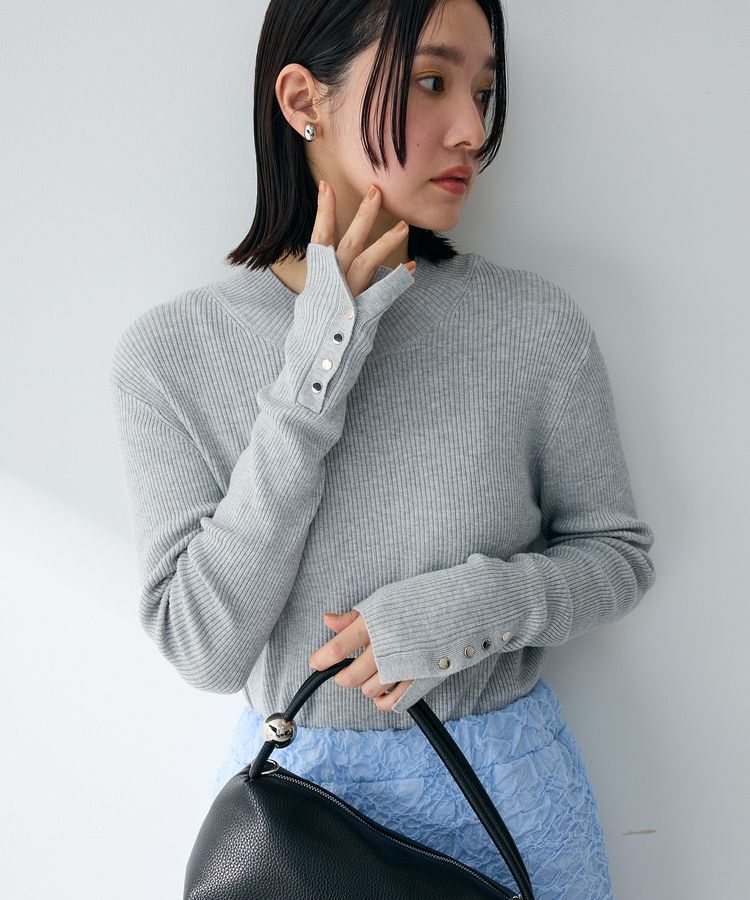 Green Parks「袖口金釦リブニットプルオーバー」|ニット・セーター|Light Gray