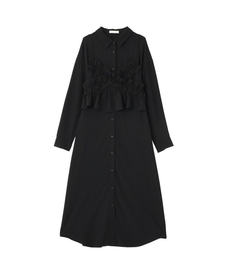 Green Parks「SET2点フリルビスチェ＋シャツワンピース」|ワンピース|Black