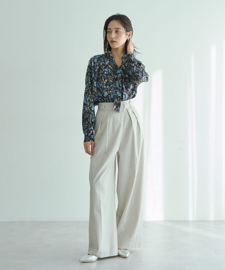 YECCA VECCA「ボタニカルフラワー柄ボウタイブラウス」|シャツ・ブラウス|