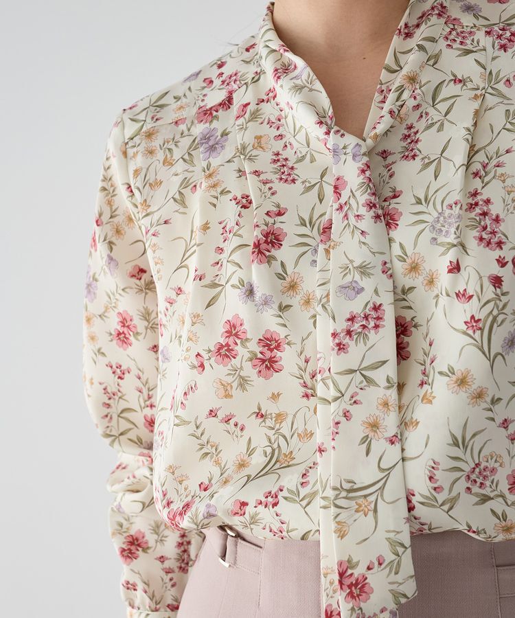 YECCA VECCA「ボタニカルフラワー柄ボウタイブラウス」|シャツ・ブラウス|