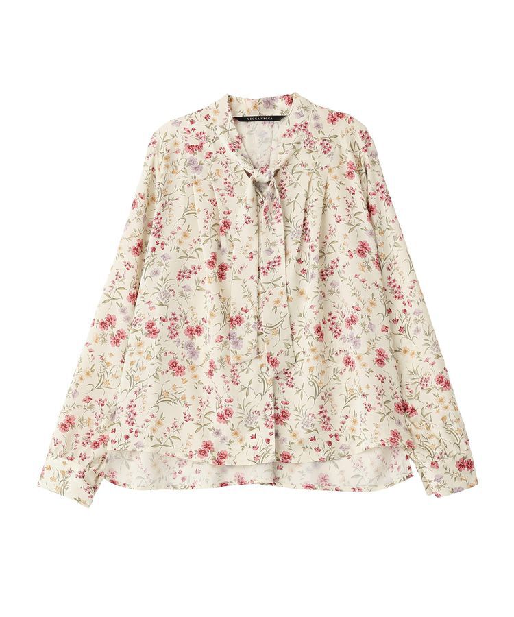 YECCA VECCA「ボタニカルフラワー柄ボウタイブラウス」|シャツ・ブラウス|