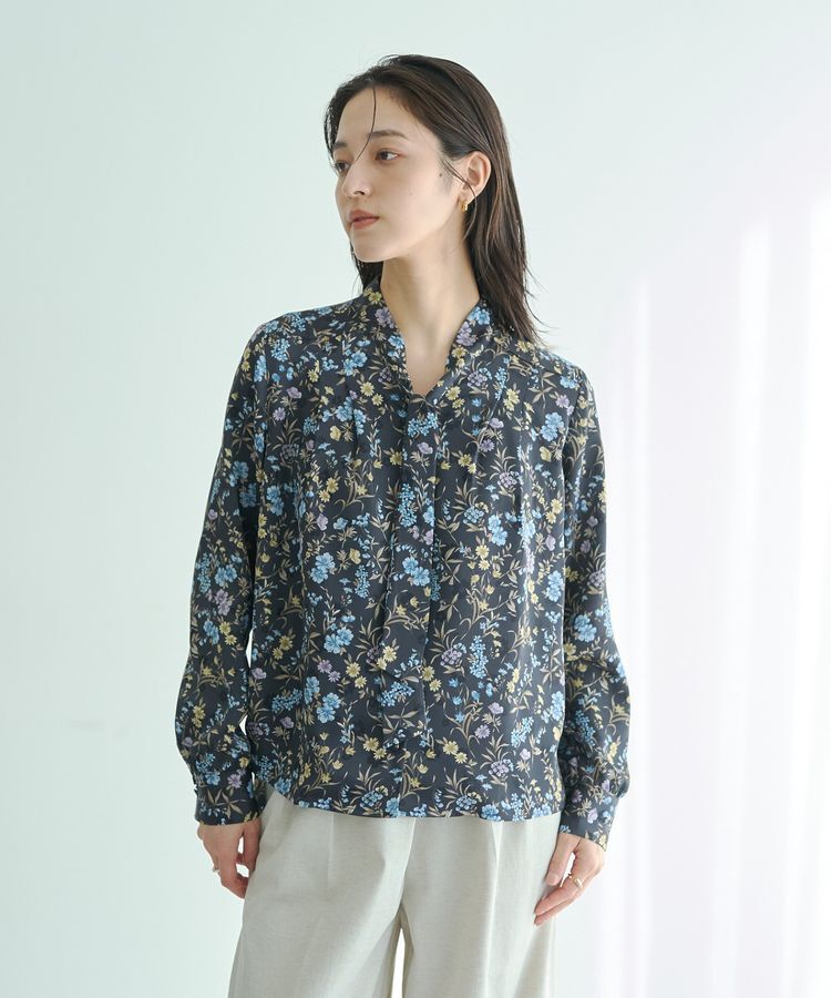 YECCA VECCA「ボタニカルフラワー柄ボウタイブラウス」|シャツ・ブラウス|