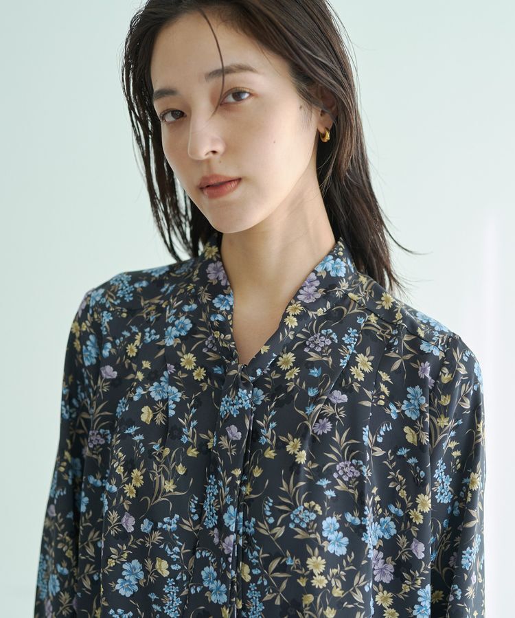 YECCA VECCA「ボタニカルフラワー柄ボウタイブラウス」|シャツ・ブラウス|