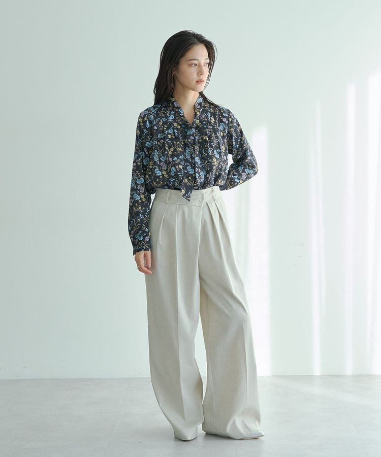 YECCA VECCA「ボタニカルフラワー柄ボウタイブラウス」|シャツ・ブラウス|