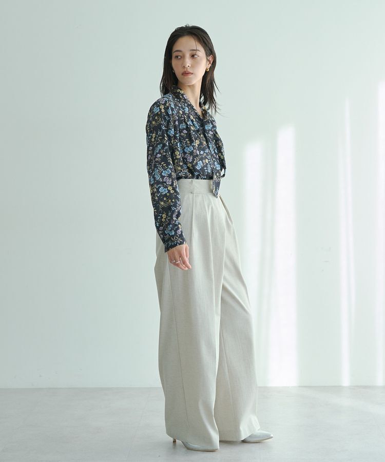 YECCA VECCA「ボタニカルフラワー柄ボウタイブラウス」|シャツ・ブラウス|