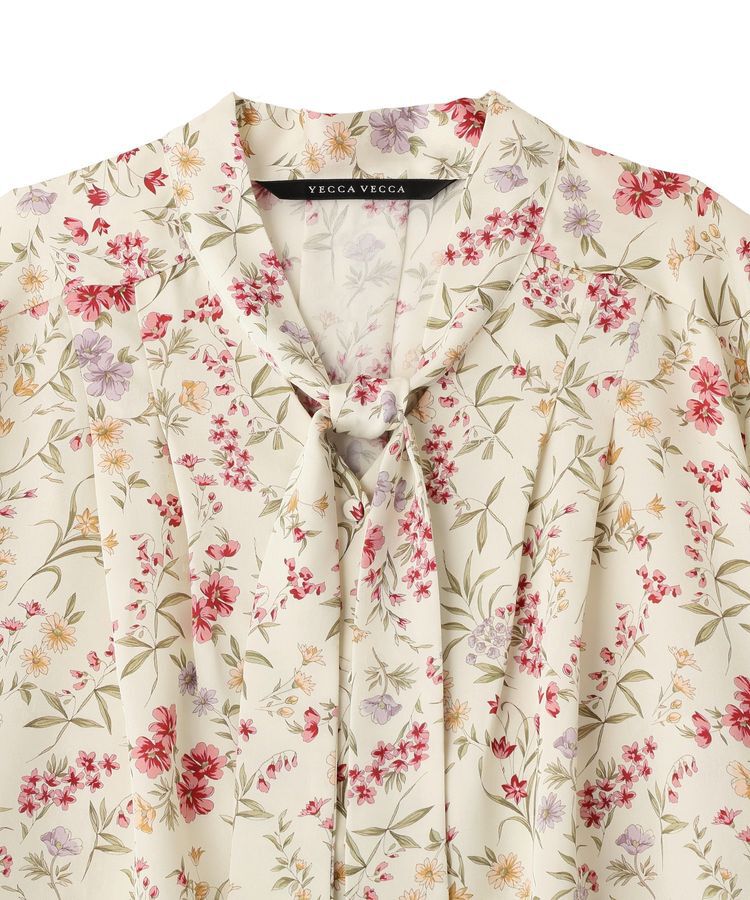 YECCA VECCA「ボタニカルフラワー柄ボウタイブラウス」|シャツ・ブラウス|