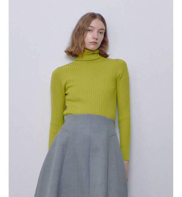 allureville「2WAYネックリブタートル」|ニット・セーター|グリーン