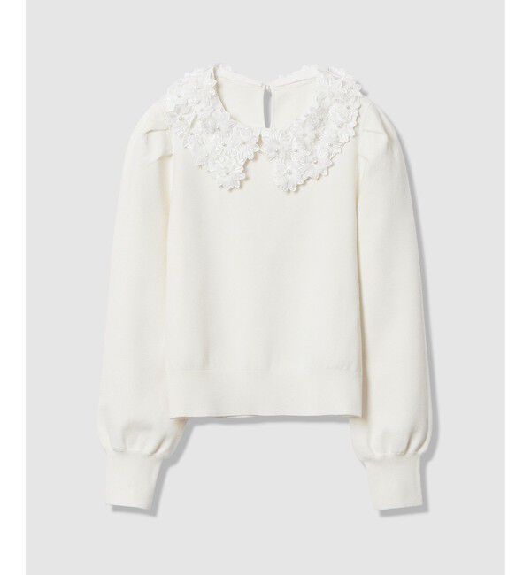 LOULOU WILLOUGHBY「【LOULOU WILLOUGHBY】フラワー衿付プルオーバー」|ニット・セーター|