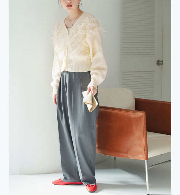 titivate「クロップドフリンジニットカーディガン」|ニット・セーター|