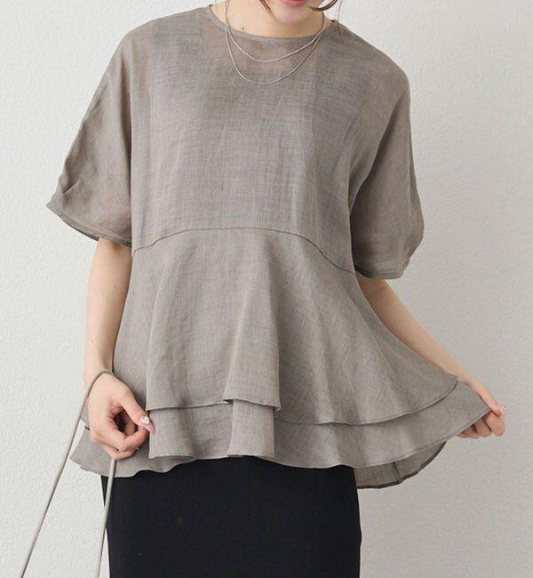  「【＠sein___000企画/リバイバル/新色】ラミー2枚重ねペプラムブラウス」|プルオーバー|グレー