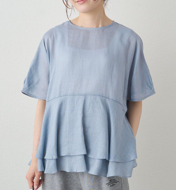  「【＠sein___000企画/リバイバル/新色】ラミー2枚重ねペプラムブラウス」|プルオーバー|