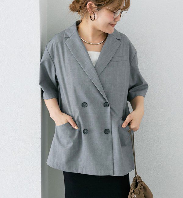  「【＠noricorico102】ハーフスリーブダブルデザインテーラードジャケット」|テーラードジャケット|