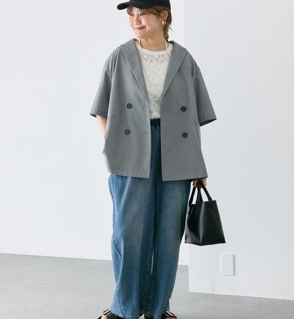  「【＠noricorico102】ハーフスリーブダブルデザインテーラードジャケット」|テーラードジャケット|