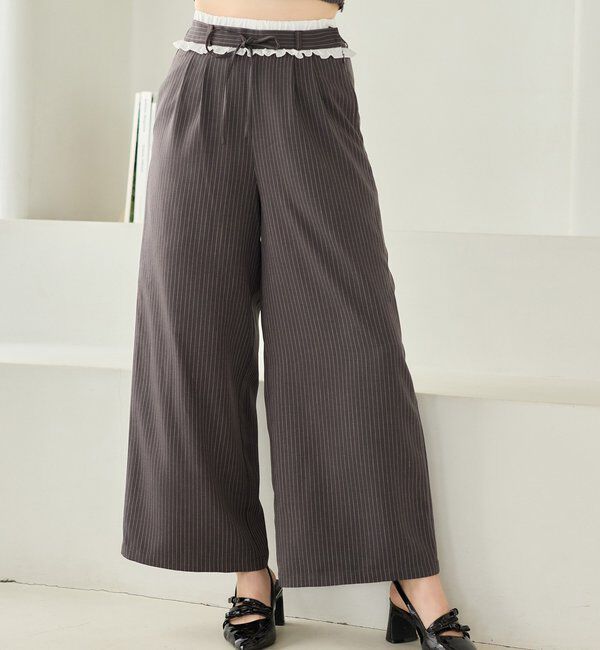  「【Black Ribbon Collection】ウエストフリルスラックス」|その他|