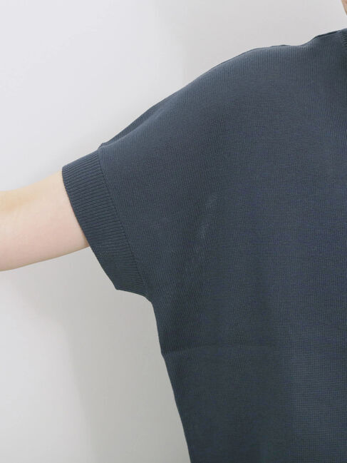 Samansa Mos2 blue「【マシンウォッシャブル】麻タッチニットプルオーバー」|ニット・セーター|