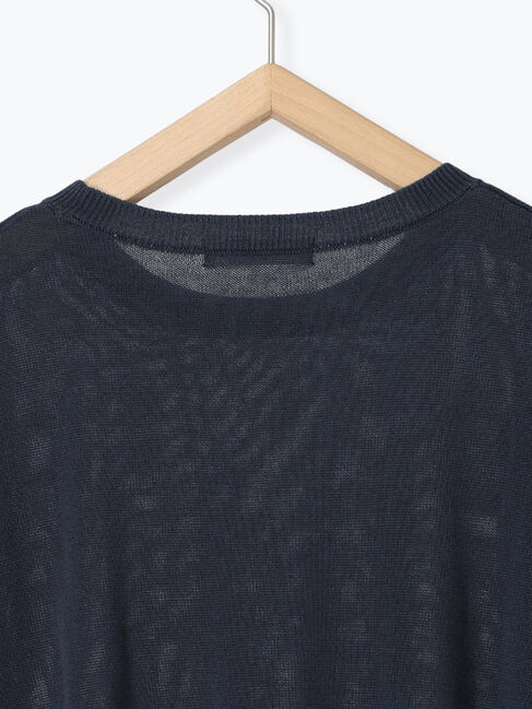 Samansa Mos2 blue「【マシンウォッシャブル】麻タッチニットプルオーバー」|ニット・セーター|