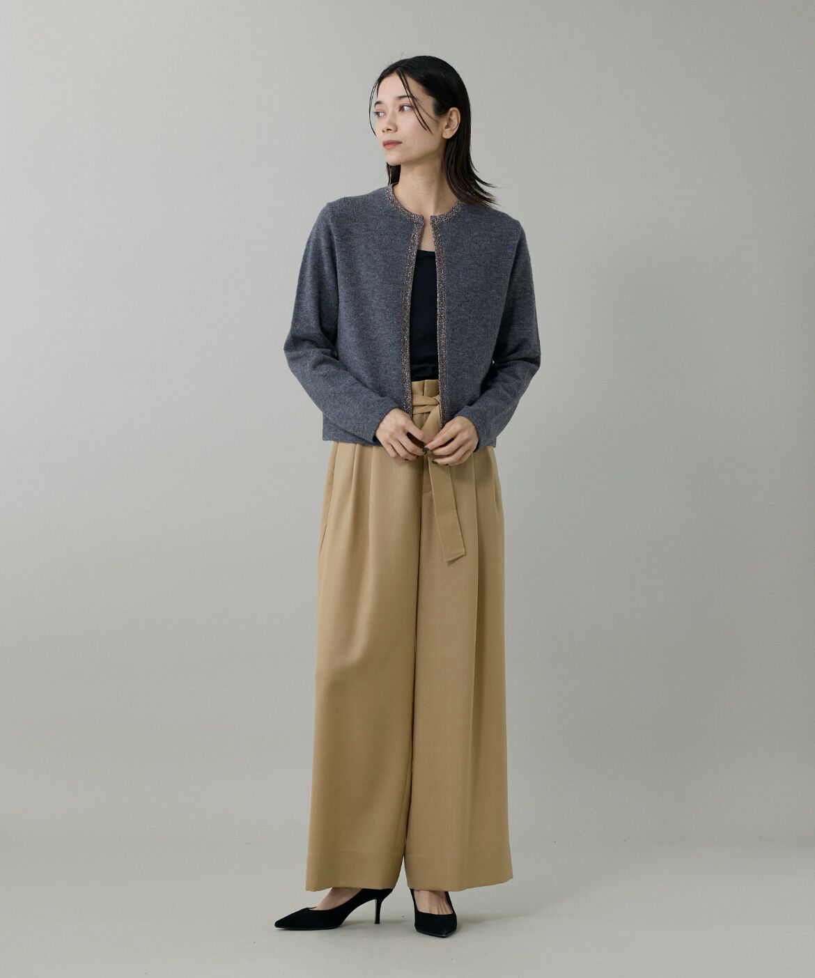 INED「クルーネックカーディガン」|カーディガン|