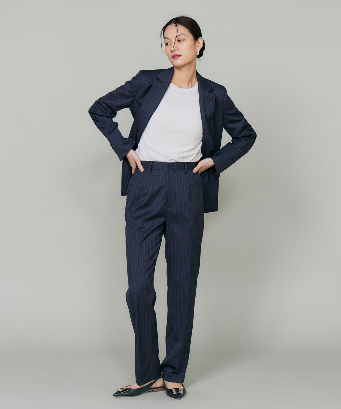 INED「シルクウールストライプセンタープレスパンツ」|その他|