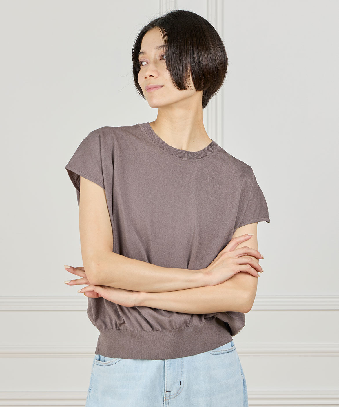 INED「フレンチスリーブニット」|ニット・セーター|モカチャ3