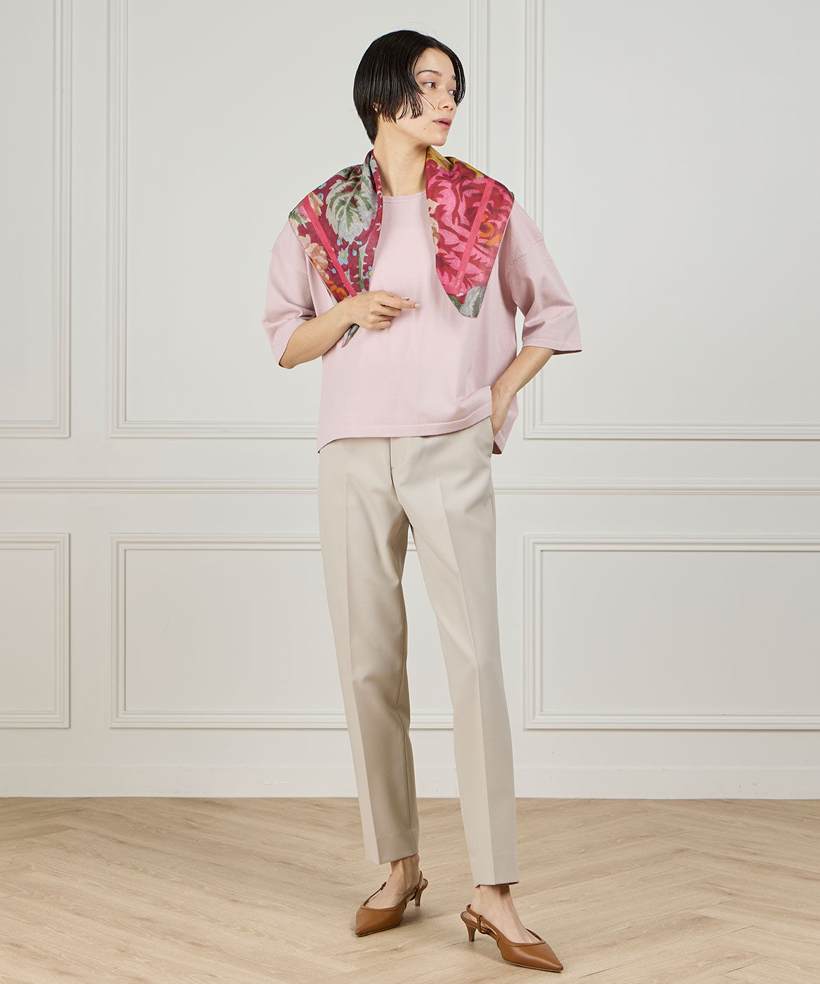 INED「《大きいサイズ》Tシャツ風ニット」|ニット・セーター|