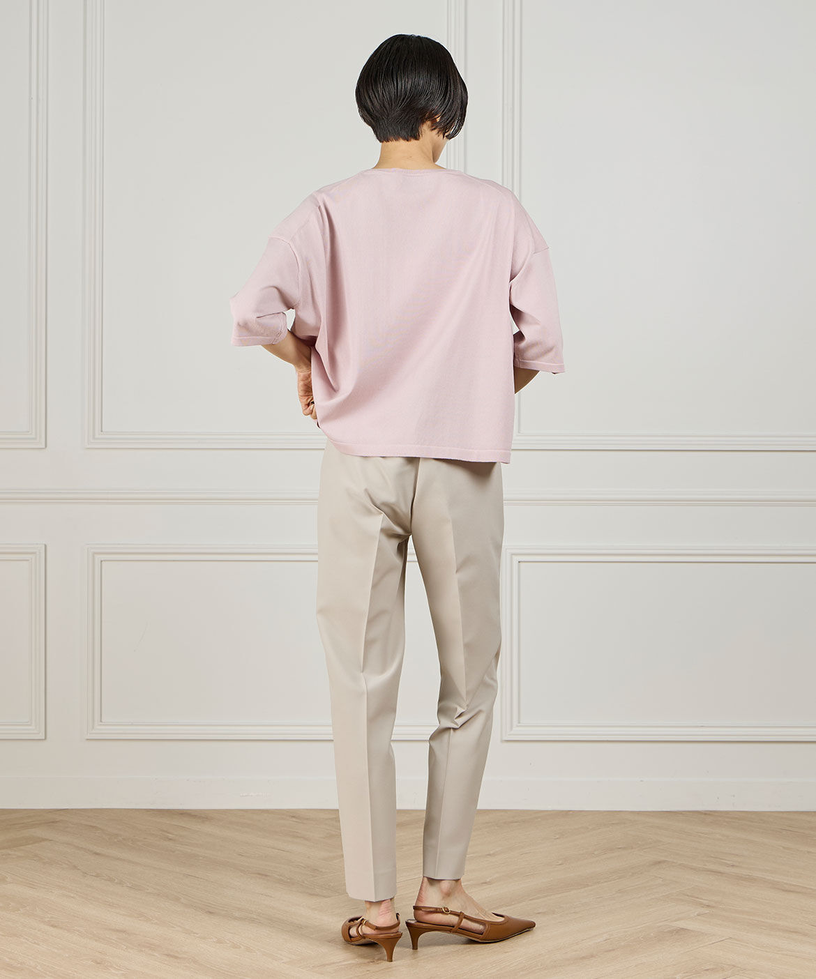 INED「《大きいサイズ》Tシャツ風ニット」|ニット・セーター|