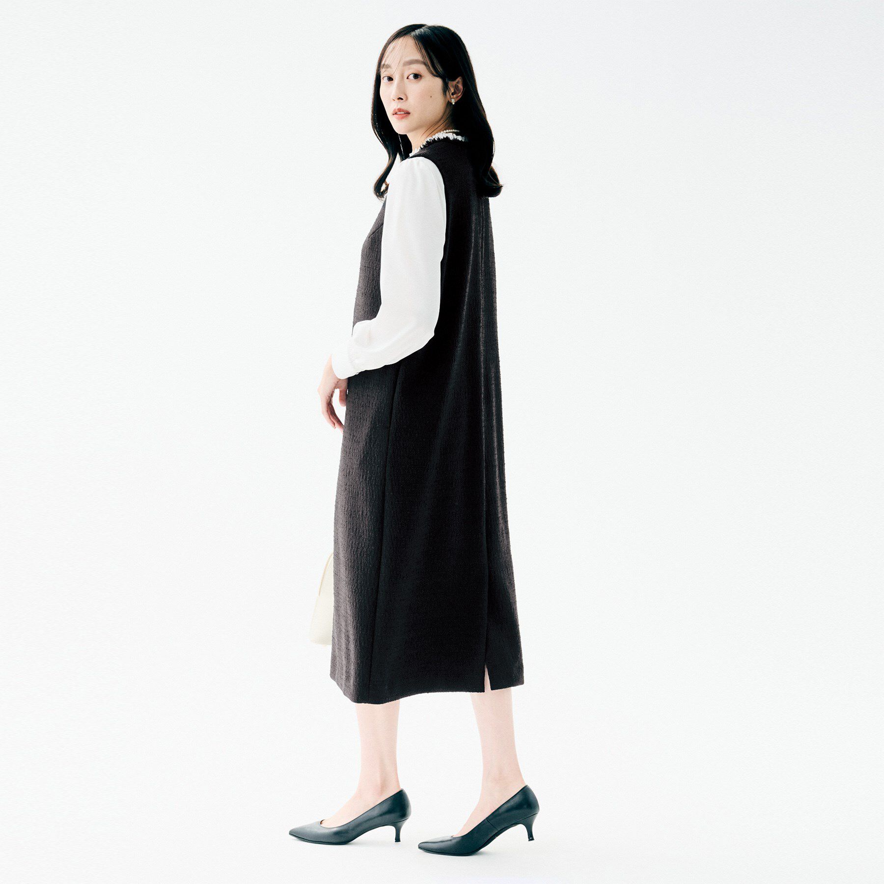 UNTITLED「【洗えるワンピース/カジュアル/ドレッシー】ツイード ジャンパースカート」|ワンピース|